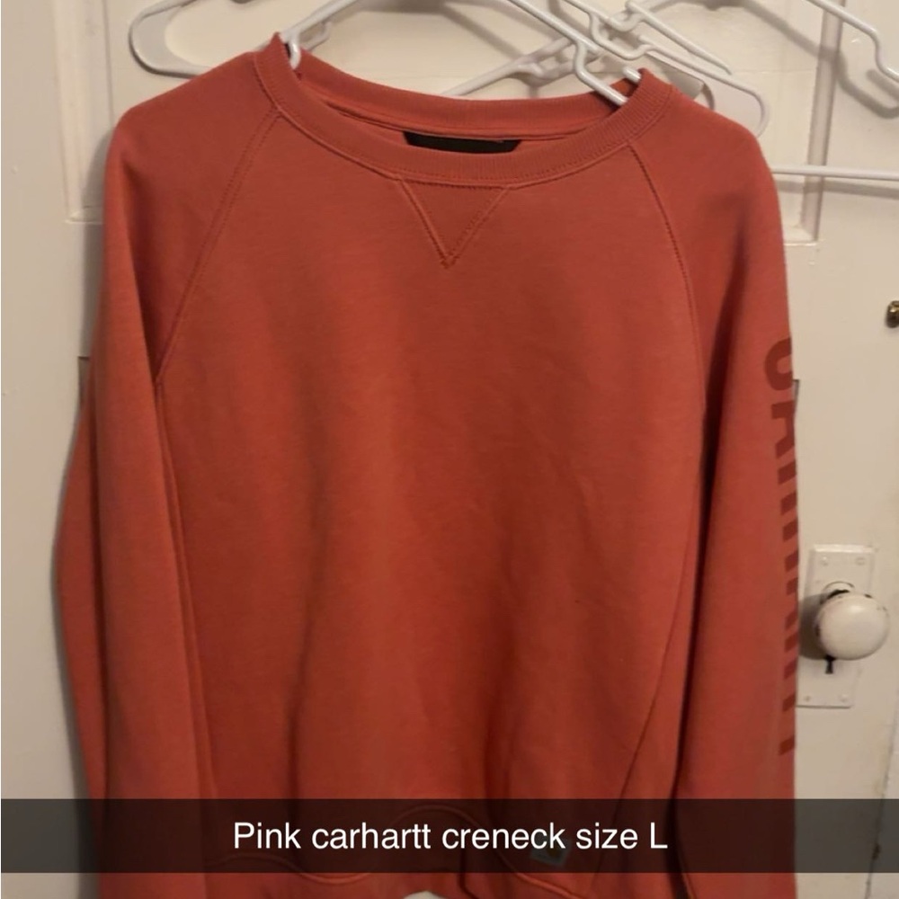 Carhartt Pink Crewneck Sweater with Ribbed Cuffs